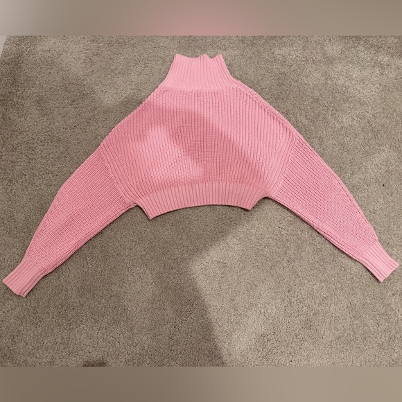 NWT Banana republic Janie cropped sweater pink turtleneck spring size Medium - Picture 9 of 10